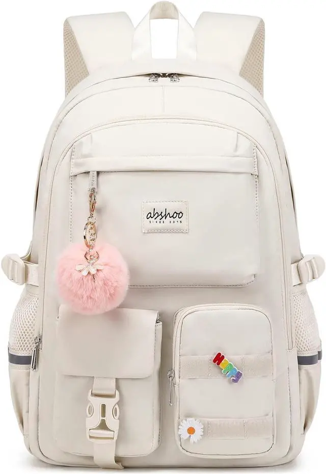 Main image of abshoo Big Student Laptop Backpack For College Women Middle High School Teen Girls Bookbag Travel Daypack (Beige)
