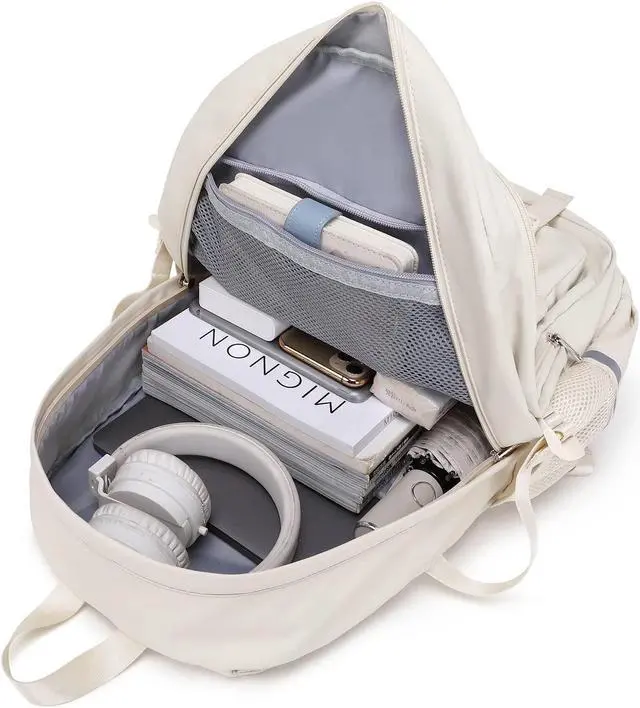 Alt view image 4 of 5 - abshoo Big Student Laptop Backpack For College Women Middle High School Teen Girls Bookbag Travel Daypack (Beige)