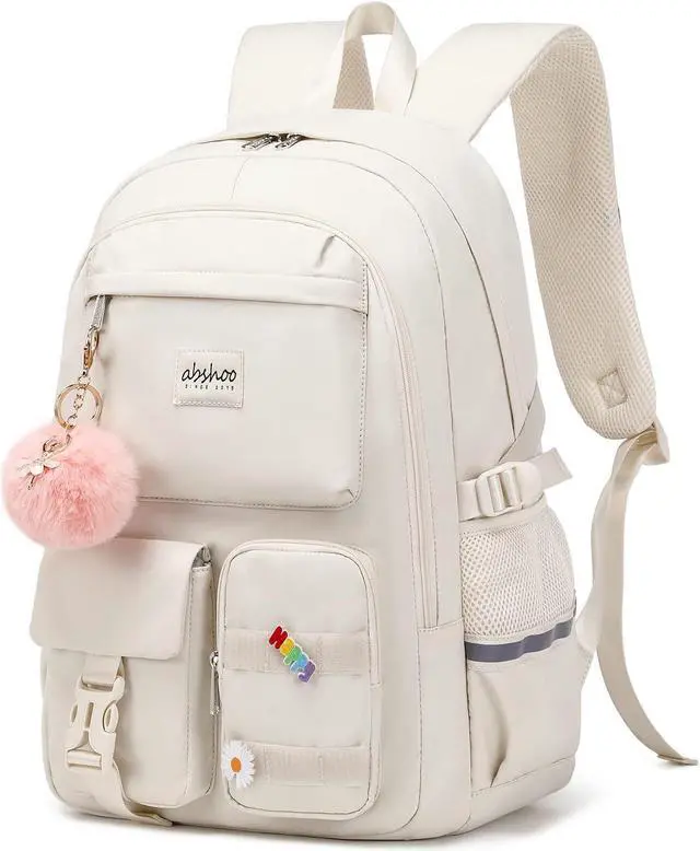 Alt view image 2 of 5 - abshoo Big Student Laptop Backpack For College Women Middle High School Teen Girls Bookbag Travel Daypack (Beige)
