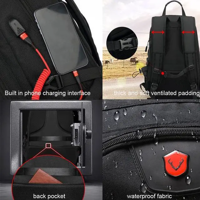 Alt view image 4 of 5 - Aikelai Large Travel Backpack with Shoe Compartment, Carry On Backpacks for Men, Laptop Backpack with USB Charging Port