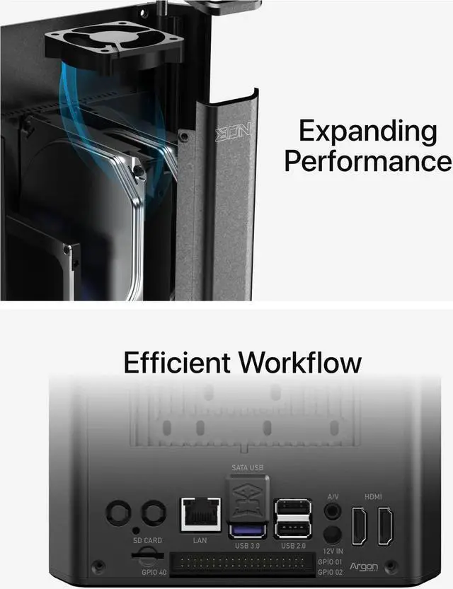Alt view image 4 of 5 - Argon EON RaspberryPi NAS Case (Network Attached Storage) for Raspberry Pi 4