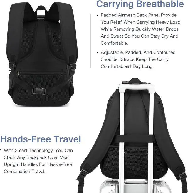 Alt view image 3 of 5 - Boniyee Travel Backpack 17.3 Inch, Business Anti-Theft Laptop Bag with USB Charging Port, Waterproof