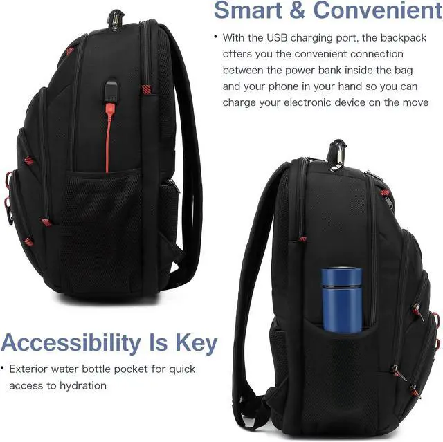 Alt view image 5 of 5 - Boniyee Travel Backpack 17.3 Inch, Business Anti-Theft Laptop Bag with USB Charging Port, Waterproof