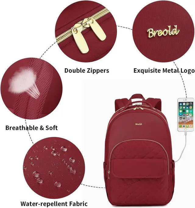 Alt view image 2 of 5 - Breold Laptop Backpack for Women 17.3" in Travel Business Work,Backpack Purse for Women School Bookbags for Girls for Personal Essentials