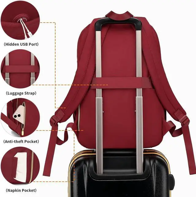 Alt view image 5 of 5 - Breold Laptop Backpack for Women 17.3" in Travel Business Work,Backpack Purse for Women School Bookbags for Girls for Personal Essentials