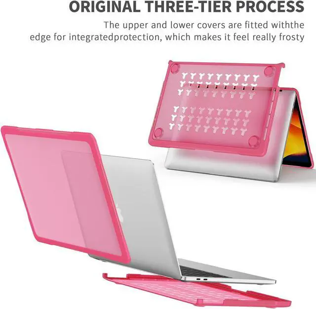 Alt view image 4 of 5 - BYCeKe Ultimate Matte Protection Case for MacBook Pro 16 inch M4 M3 M2 M1 2024-2021 A3403 A3186 A2991 A2780 A2485 Pro Max Chip,Matte Soft Anti-Scratch Military Shockproof Case&Keyboard Skin,Rose