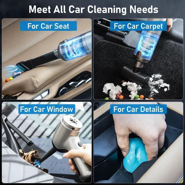 Alt view image 5 of 5 - COLORCORAL 4-in-1 Car Vacuum - Handheld 16000Pa Brushless Motor Vacuum with Cleaning Gel for PC, Tablet, Phone