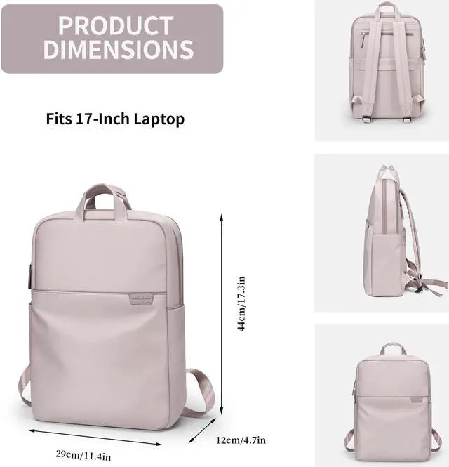 Alt view image 2 of 5 - GOLF SUPAGS Travel Laptop Backpack for Women Anti Theft Slim Durable College Bookbag Business Computer Bag Fit 17Inch Notebook (Pinkish Grey, 17Inch)