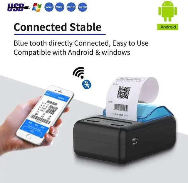 Alt view image 3 of 5 - IS NOT COMPATIBLE WITH iphone IOS /ipad/MAC,58mm bluetooth receipt thermal printer, only compatible with android/Windows,wireless 2 inch portable mini pocket bill ticket printing pos machine