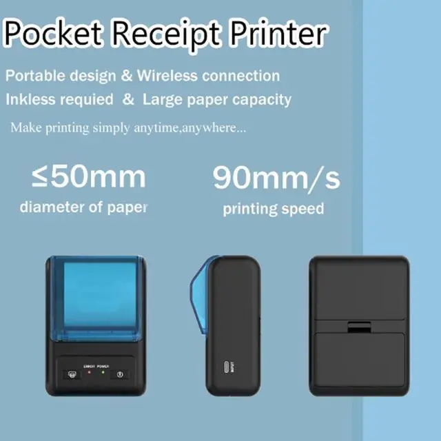 Alt view image 5 of 5 - IS NOT COMPATIBLE WITH iphone IOS /ipad/MAC,58mm bluetooth receipt thermal printer, only compatible with android/Windows,wireless 2 inch portable mini pocket bill ticket printing pos machine