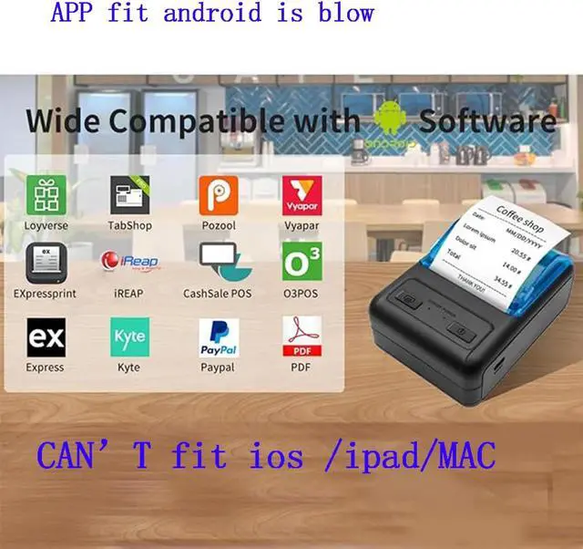 Alt view image 4 of 5 - IS NOT COMPATIBLE WITH iphone IOS /ipad/MAC,58mm bluetooth receipt thermal printer, only compatible with android/Windows,wireless 2 inch portable mini pocket bill ticket printing pos machine