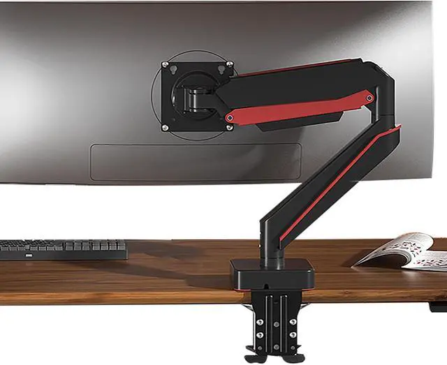 Main image of HILLPORT Premium Aluminum Heavy Duty Monitor Arm, for Ultrawide 14 to 49 inches and 44 lbs Single Desk Mount Stand, Pneumatic Height Adjustable, Max VESA 100x100, Black A9B