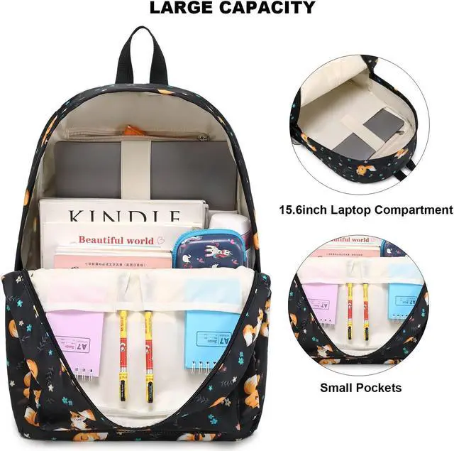 Alt view image 2 of 5 - Kouxunt Fox School Backpack for Girls Womens, School Bags Collge Bookbags Laptop Backpacks for Kids Teens Adults