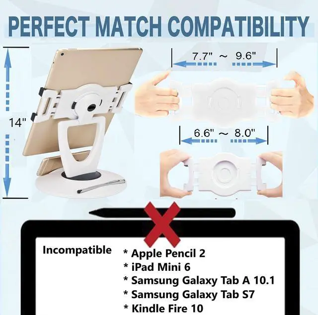 Alt view image 3 of 5 - MAX SMART Large Tablet POS Stand, Rotating Commercial Tablet Stand, Swivel Base for Retail Kiosk Register Office Showcase Cashier and Business