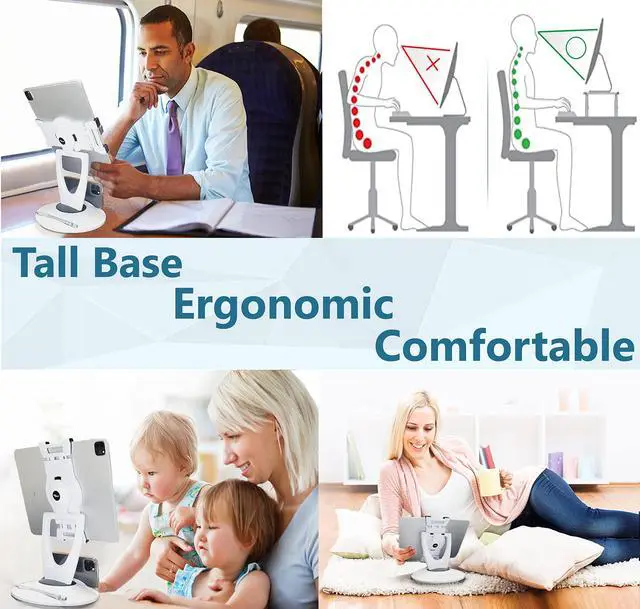 Alt view image 5 of 5 - MAX SMART Large Tablet POS Stand, Rotating Commercial Tablet Stand, Swivel Base for Retail Kiosk Register Office Showcase Cashier and Business