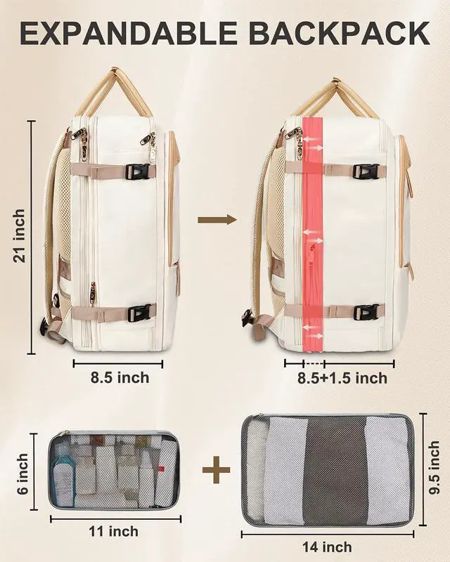 Alt view image 2 of 5 - MATEIN Carry on Backpack for Women, 52L TSA Travel Laptop Backpack with USB Charging Port & Shoes Compartment, Laptop Briefcase for Women, Fashion 15.6 inch Computer Sleeve Bag Case with Adjustable Sh