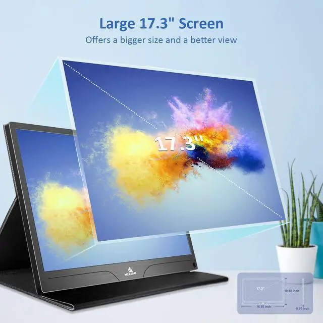 Alt view image 4 of 5 - NexiGo 4K Portable Monitor 17.3 Inch, 400 Nits, FreeSync, 100% Adobe RGB, HDR IPS Display, Dual Speakers Eye Care Screen with OTG Expansion, for Laptop PC/MAC/Console/PS5, VESA & Smart Cover