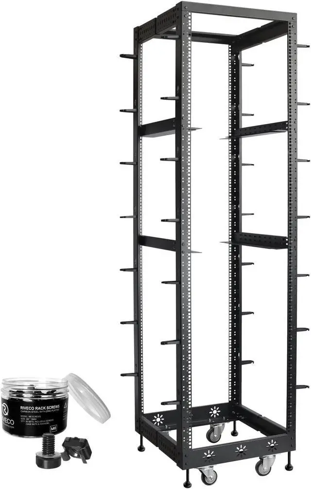 Main image of RIVECO 42U 19 Adjustable Depth Server Rack & M6 Rack Mount Screws Cage Nuts 50 Sets
