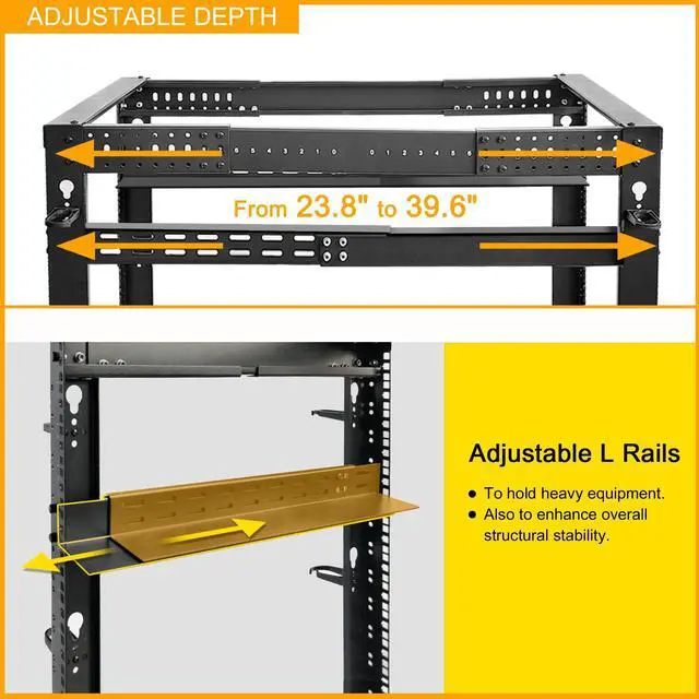 Alt view image 5 of 5 - RIVECO 42U 19 Adjustable Depth Server Rack & M6 Rack Mount Screws Cage Nuts 50 Sets