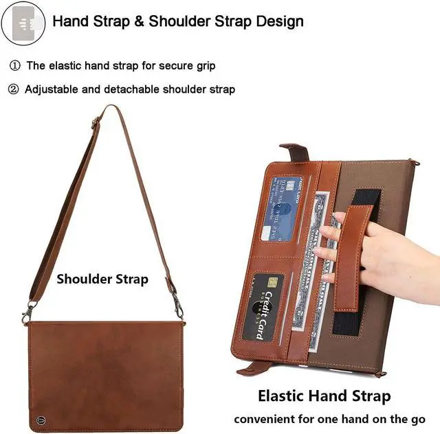 Alt view image 5 of 5 - UUcovers Handbag Stand Case for Galaxy Tab S7 FE 5G/S7 Plus/S8 Plus 12.4 Inch with S Pen Holder/Shoulder Hand Strap [Auto Wake/Sleep] PU Leather Cover for Galaxy S8+ 2022/S7 FE 2021/S7+ 2020,Coffee