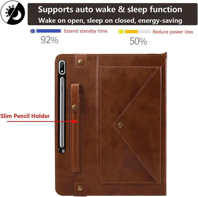 Alt view image 3 of 5 - UUcovers Handbag Stand Case for Galaxy Tab S7 FE 5G/S7 Plus/S8 Plus 12.4 Inch with S Pen Holder/Shoulder Hand Strap [Auto Wake/Sleep] PU Leather Cover for Galaxy S8+ 2022/S7 FE 2021/S7+ 2020,Coffee