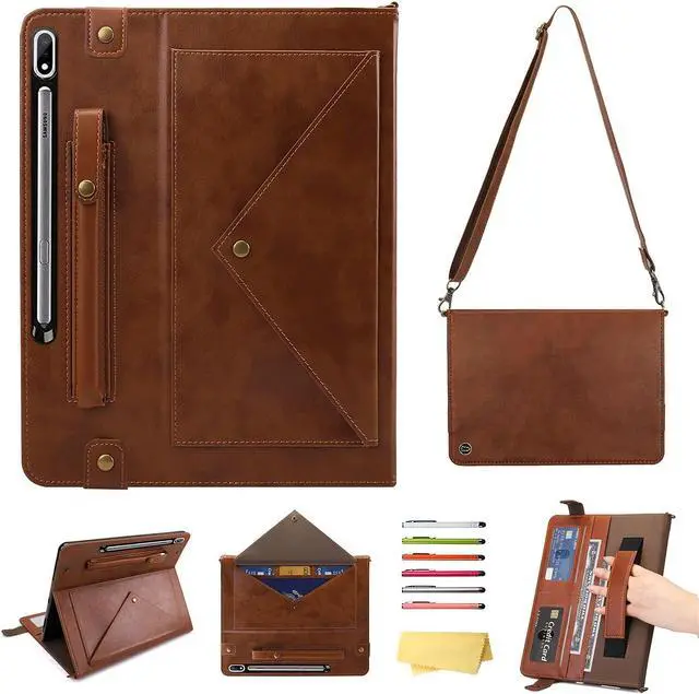 Main image of UUcovers Handbag Stand Case for Galaxy Tab S7 FE 5G/S7 Plus/S8 Plus 12.4 Inch with S Pen Holder/Shoulder Hand Strap [Auto Wake/Sleep] PU Leather Cover for Galaxy S8+ 2022/S7 FE 2021/S7+ 2020,Coffee