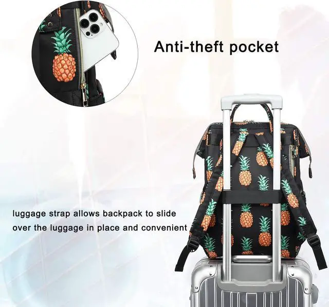 Alt view image 4 of 5 - Xunteny Pineapple Women Laptop Backpack, College School Backpack Bookbag 15.6 Inch Computer Backpacks for Work Business Travel