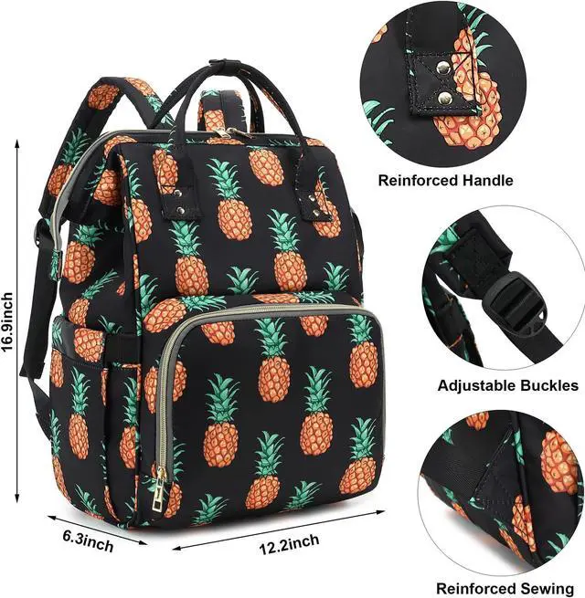 Alt view image 5 of 5 - Xunteny Pineapple Women Laptop Backpack, College School Backpack Bookbag 15.6 Inch Computer Backpacks for Work Business Travel