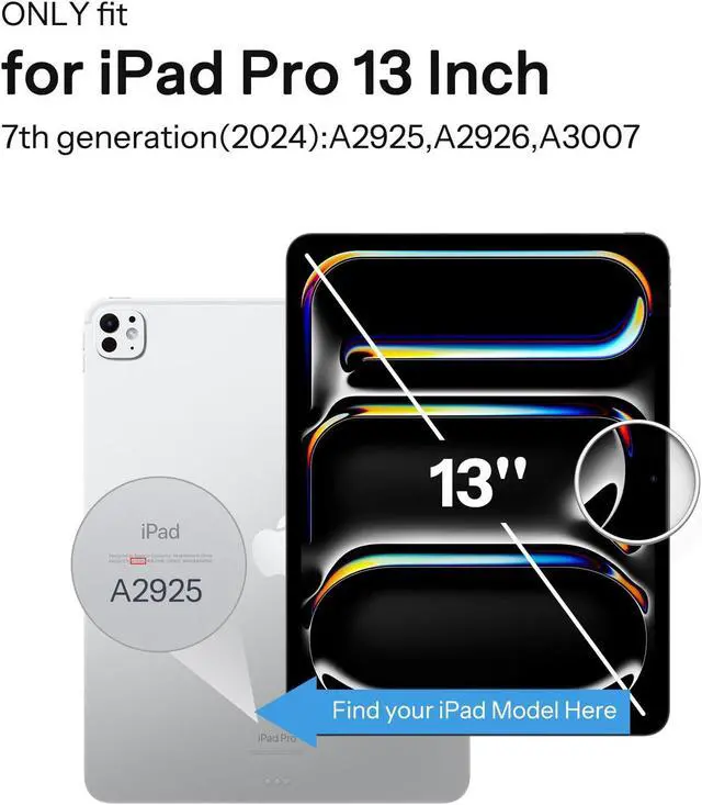 Alt view image 2 of 5 - SPARIN Case for iPad Pro 13 inch 2024-M4 with Pencil Holder, Detachable Magnetic Hybrid Protective Case, Portrait/Landscape Stand, Durable Protection, Auto Wake/Sleep -Forest Green