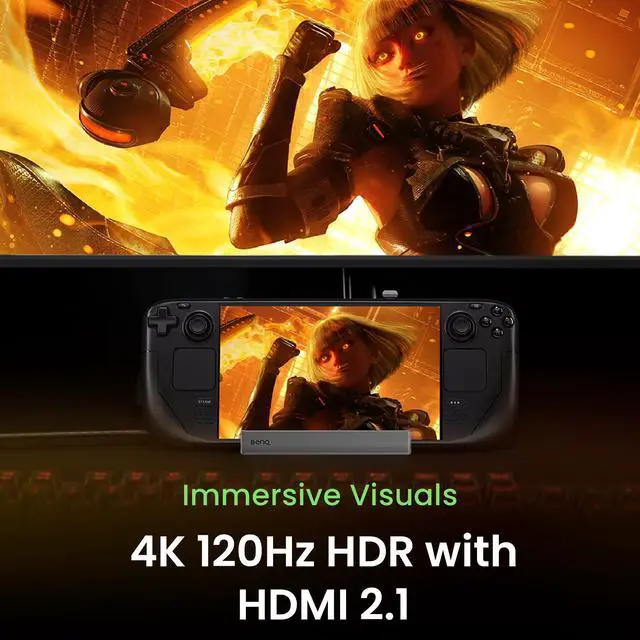 Alt view image 2 of 5 - BenQ GR10 HDMI 2.1 Steam Deck Dock | USB4 Gaming Docking Station/Hub for TV | ROG Ally/Legion GO/ TB4/ Moonlight 4K120Hz Compatible | PD100W | 2.5GbE-GeForce Now | Flip Stand | beCreatus