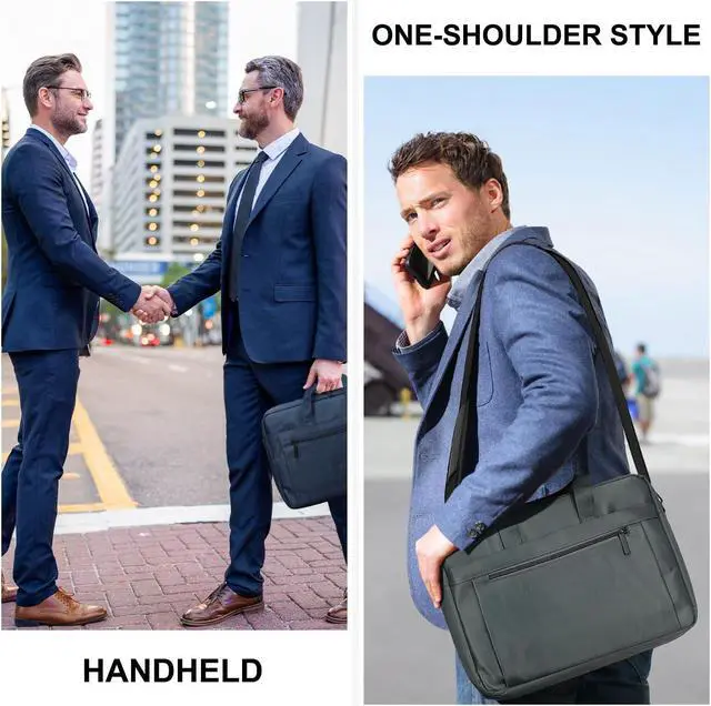 Alt view image 5 of 5 - uxcell 15 Inch Laptop Briefcase Bag Oxford Removable Adjustable Shoulder Strap for Business Travel, Black