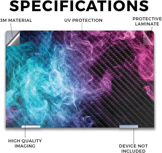 Alt view image 4 of 5 - Carbon Fiber Laptop Skin Compatible with HP Envy x360 14 (2023) - Mystic Smoke - Premium 3M Vinyl Protective Wrap Decal Cover - Easy to Apply | Crafted in The USA by MightySkins