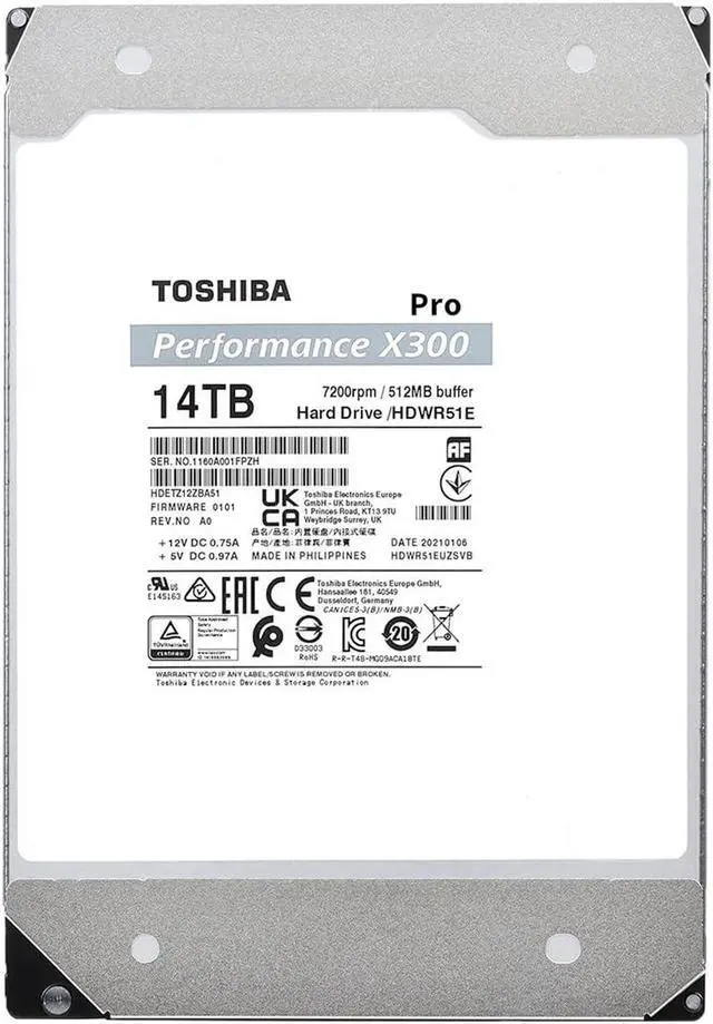 Alt view image 2 of 5 - Toshiba X300 PRO 14TB High Workload Performance for Creative Professionals 3.5-Inch Internal Hard Drive - Up to 300 TB/Year Workload Rate CMR SATA 6 GB/s 7200 RPM 512 MB Cache - HDWR51EXZSTB