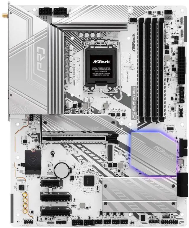 Alt view image 2 of 5 - ASRock Z890 Pro RS WiFi 6E White Intel Core Ultra LGA1851 RL-ILM DDR5 8666 MHz 256 GB ATX Motherboard M.2