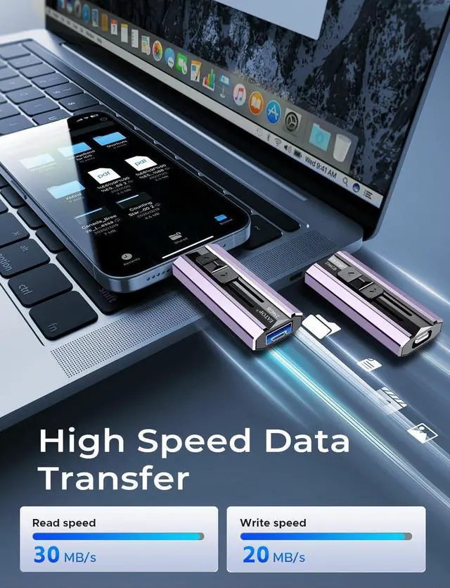 Alt view image 2 of 5 - EATOP 256GB Flash Drive Intended for iPhone iPad Android and Computers, 4 in 1 Photo Stick for Phone Memory Storage Easily Backup Photos Videos, Plug and Play, No Application Required (Light Purple)