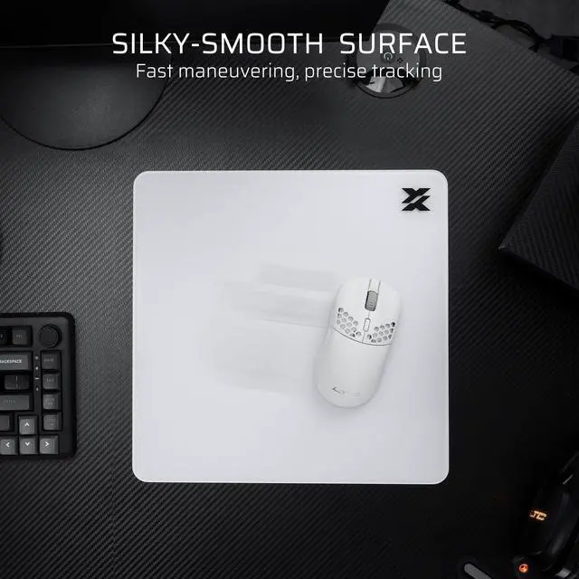 Alt view image 4 of 5 - LTC Glass Gaming Mouse Pad, Ultra-Smooth Micro-Etched Surface Mousepad, Improved Precision & Speed, Tempered Glass, Impact & Scratch Resistant, Anti-Slip High-Density Silicone Rubber Base, 11.8X11.8in