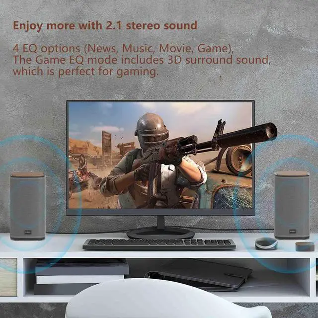 Alt view image 4 of 5 - KEiiD 2.1 Bluetooth Computer Speakers with Wireless Subwoofer and Wireless Touchpad for Desktop Laptop Pc Stereo Gaming Speakers, 4 EQ Modes, Aesthetic Style with Great Sound Quality