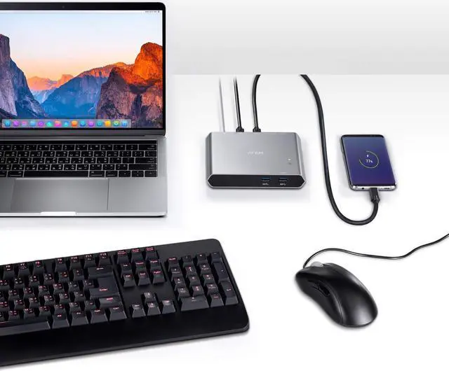 Alt view image 4 of 5 - ATEN US3310 2-Port 4K HDMI USB-C Gen 1 KVM Dock Switch with Power Pass-Through 85W PD 3.0 with Compatible with Apple M1 M2 chip macOS for Notebook Smartphone for Windows Mac