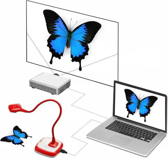 Alt view image 3 of 5 - HUE HD Pro Flexible USB 11x17 Document Camera and Classroom Visualizer for Teachers: Built-in Microphone/Lights, Windows, macOS, Chromebook Compatibility (Red Camera with White Carry Case)