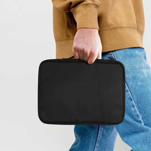 Alt view image 5 of 5 - kwmobile Tablet and Keyboard Cover Compatible with Magic Keyboard K380 K480 & 12,9" - 13" Tablet Case - Slim Nylon Zipper Bag - Black