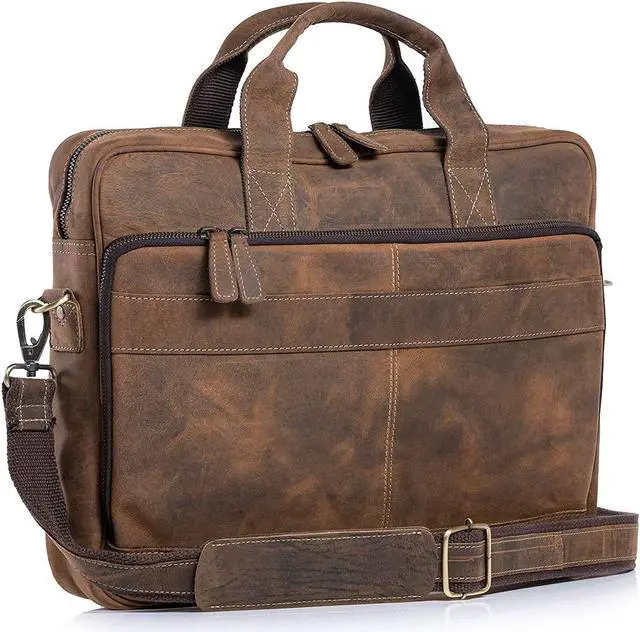 Alt view image 2 of 5 - Leather briefcase 18 Inch Laptop Messenger Bags for Men and Women and Leather Unisex Toiletry Bag Travel Dopp Kit