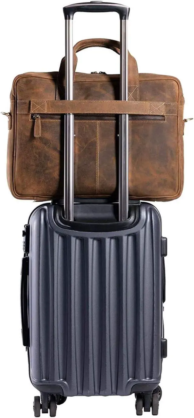 Alt view image 3 of 5 - Leather briefcase 18 Inch Laptop Messenger Bags for Men and Women and Leather Unisex Toiletry Bag Travel Dopp Kit