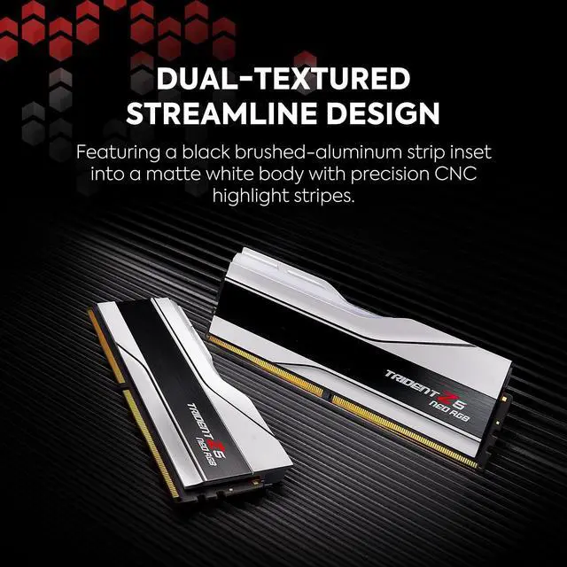 Alt view image 4 of 5 - G.SKILL Trident Z5 Neo RGB Series (AMD Expo) DDR5 RAM 32GB (2x16GB) 8000MT/s CL38-48-48-128 1.45V Desktop Computer Memory UDIMM - Matte White (F5-8000J3848H16GX2-TZ5NRW)