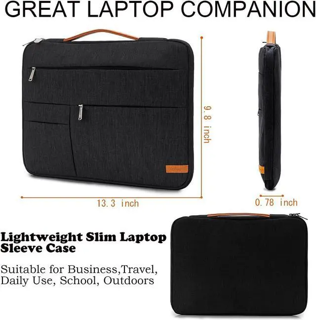 Alt view image 2 of 5 - KINGSLONG 13.3 inch Laptop Sleeve Bag, Slim Shockproof Handbag, Computer Carrying Case Cover Compatible with MacBook Air/Pro,Acer Asus Dell HP Black