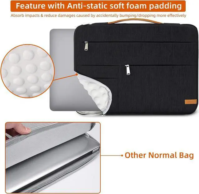 Alt view image 3 of 5 - KINGSLONG 13.3 inch Laptop Sleeve Bag, Slim Shockproof Handbag, Computer Carrying Case Cover Compatible with MacBook Air/Pro,Acer Asus Dell HP Black