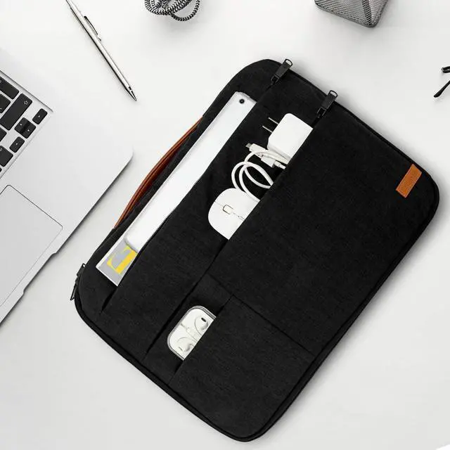 Alt view image 4 of 5 - KINGSLONG 13.3 inch Laptop Sleeve Bag, Slim Shockproof Handbag, Computer Carrying Case Cover Compatible with MacBook Air/Pro,Acer Asus Dell HP Black