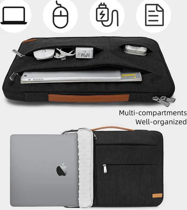 Alt view image 5 of 5 - KINGSLONG 13.3 inch Laptop Sleeve Bag, Slim Shockproof Handbag, Computer Carrying Case Cover Compatible with MacBook Air/Pro,Acer Asus Dell HP Black