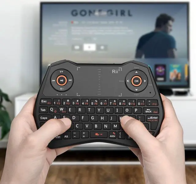 Alt view image 2 of 5 - Rii 2.4GHz Mini Wireless Keyboard with TouchpadQWERTY Keyboard, Backlit Portable Wireless with Remote Control,Built-in Mic and Headphone Port for Online Voice Communication,K28 (Black)