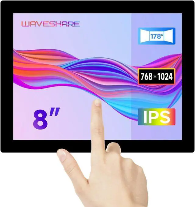 Main image of waveshare 8inch HDMI Display Monitor, Compatible with Raspberry Pi 5, 768×1024, IPS Panel, 10-Point Touch,Supports All Vversion Raspberry Pi, Supports Windows/Jetson Nano