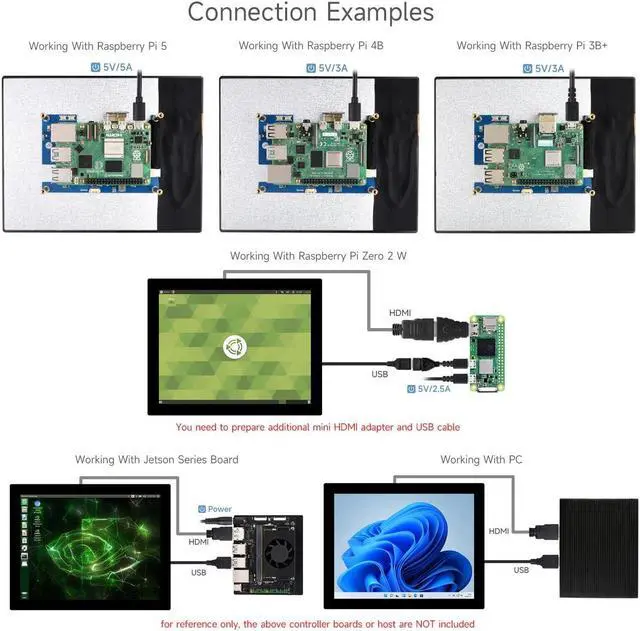 Alt view image 5 of 5 - waveshare 8inch HDMI Display Monitor, Compatible with Raspberry Pi 5, 768×1024, IPS Panel, 10-Point Touch,Supports All Vversion Raspberry Pi, Supports Windows/Jetson Nano